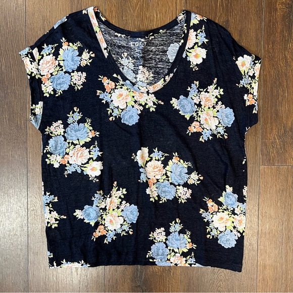 Ann Taylor Blossom Linen Tee SZ MED - Picture 3 of 6